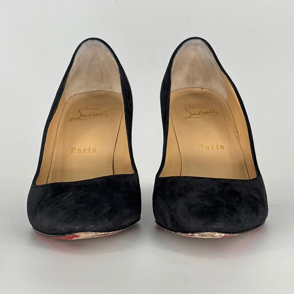 Christian Louboutin Tanja 85 Suede Wedge Pumps Black Women Size 36 Pointed Toe